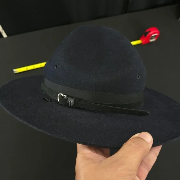 Beaver Quality XXXX Straw Oval Officer Troper Hat Men Black Brimmed Fedora 7 5/8 - Picture 4 of 9